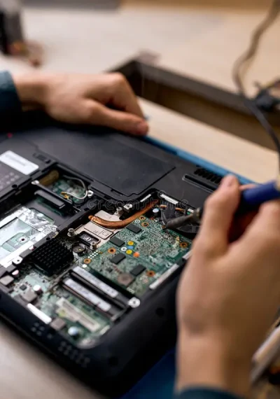 close-up-hands-technician-repairing-disassembled-laptop-using-tools-workshop-hand-broken-notebook-computer-alone-274522108